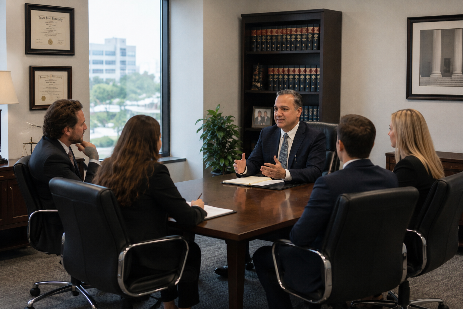 Attorney Deep consulting with clients